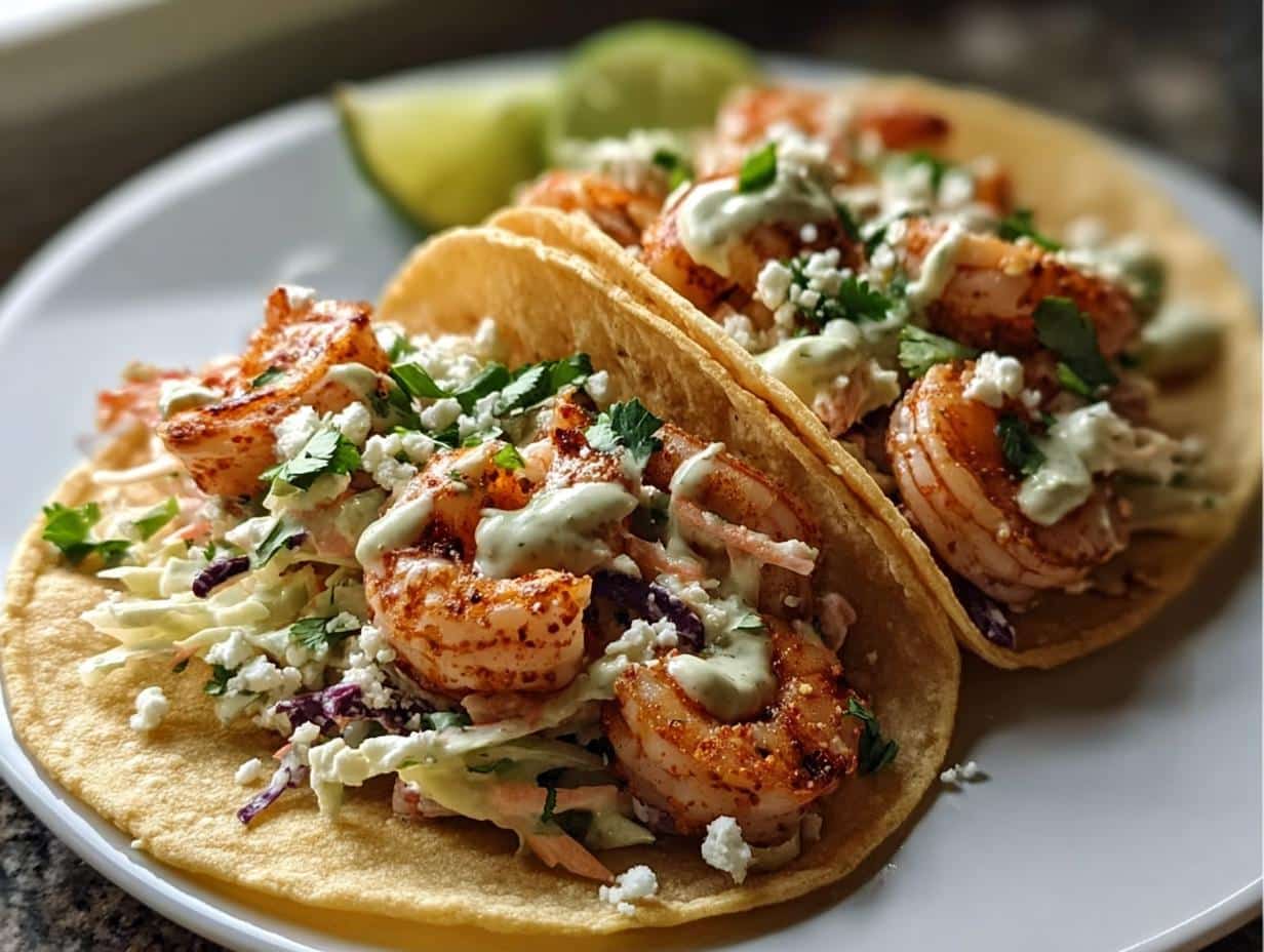 Shrimp Tacos Creamy Cilantro: 2 Ways - Shrimp Tacos Creamy Cilantro - additional detail