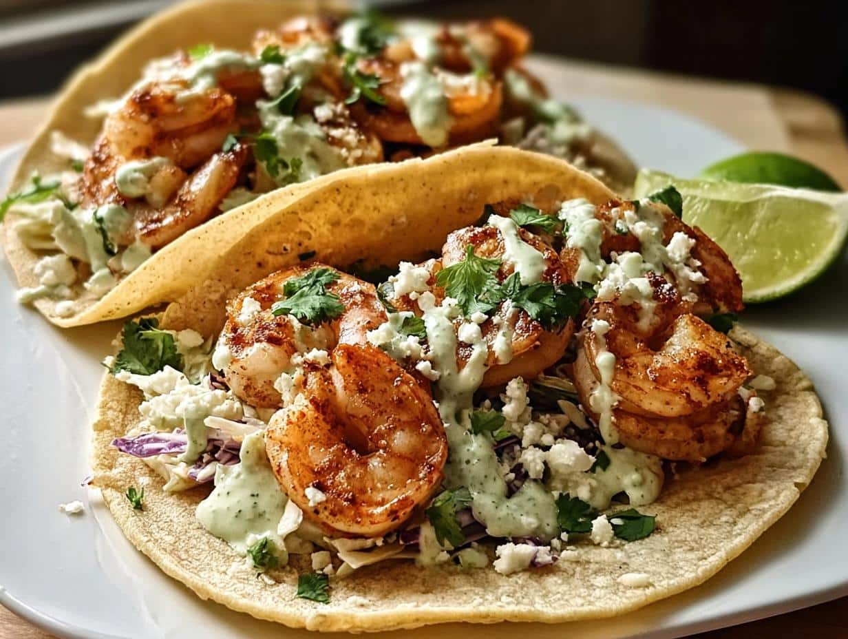 Shrimp Tacos Creamy Cilantro: 2 Ways - Shrimp Tacos Creamy Cilantro - additional detail