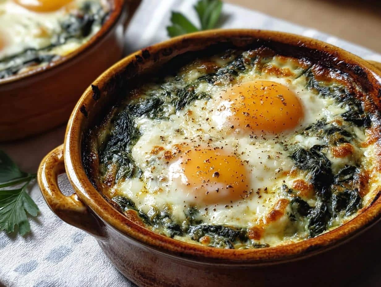 Baked Eggs Florentine: Speedy, Cozy 4-Egg Treat - Baked Eggs Florentine - additional detail