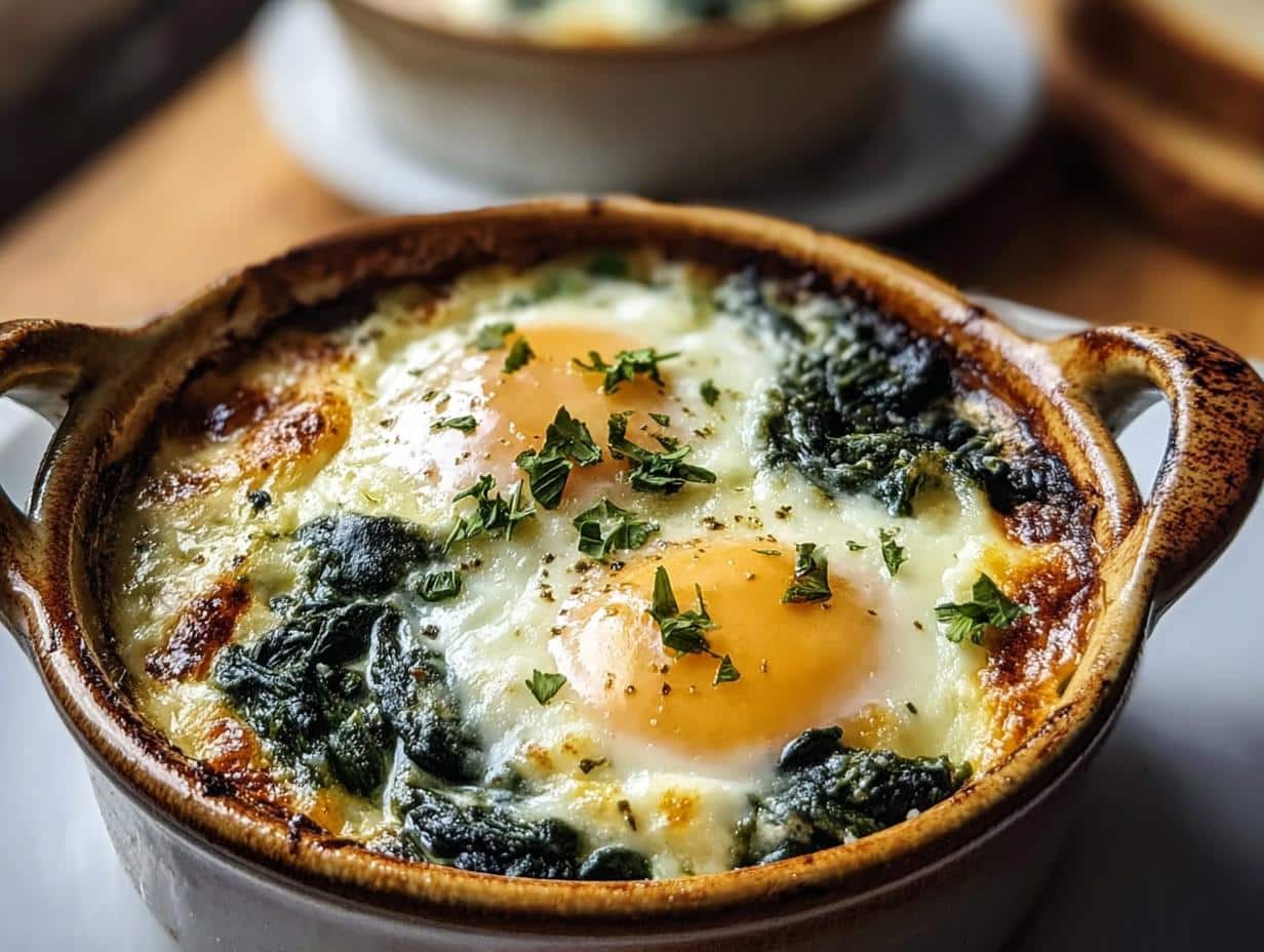 Baked Eggs Florentine: Speedy, Cozy 4-Egg Treat - Baked Eggs Florentine - additional detail