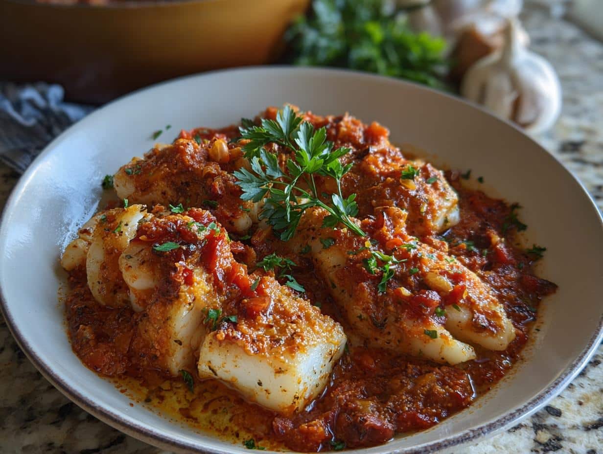 Flaky Baked Fish Romesco Sauce: 1 Amazing Recipe - Baked Fish Romesco Sauce - additional detail