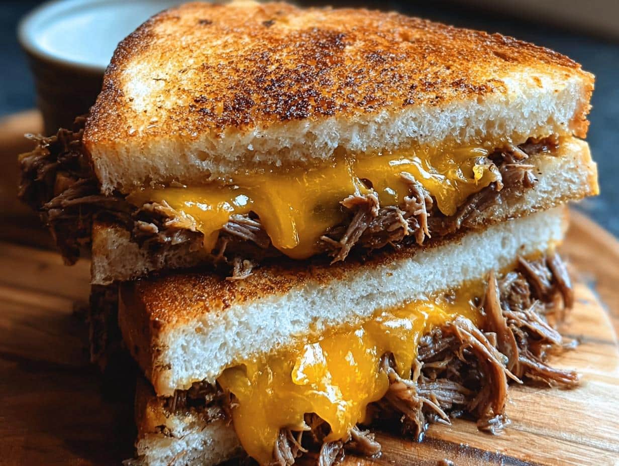 Brisket Cheese Toasties: 1 Savory Meal - Brisket Cheese Toasties - additional detail