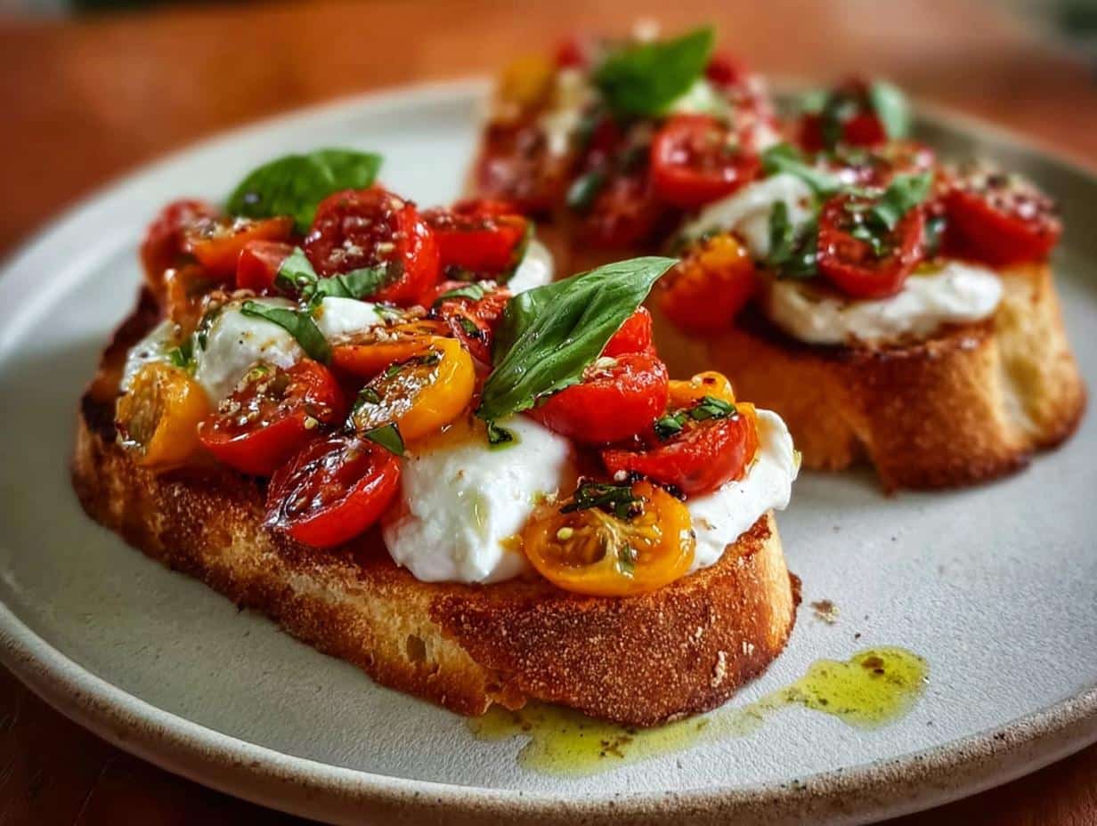 Burrata Bruschetta: Amazing Italian Summer Bite - Burrata Bruschetta - additional detail