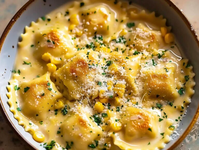 Creamy Parmesan Corn Ravioli