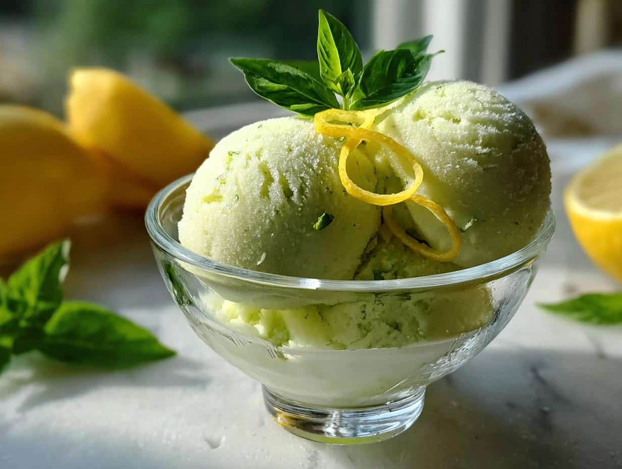 Delightful Lemon Basil Sorbet