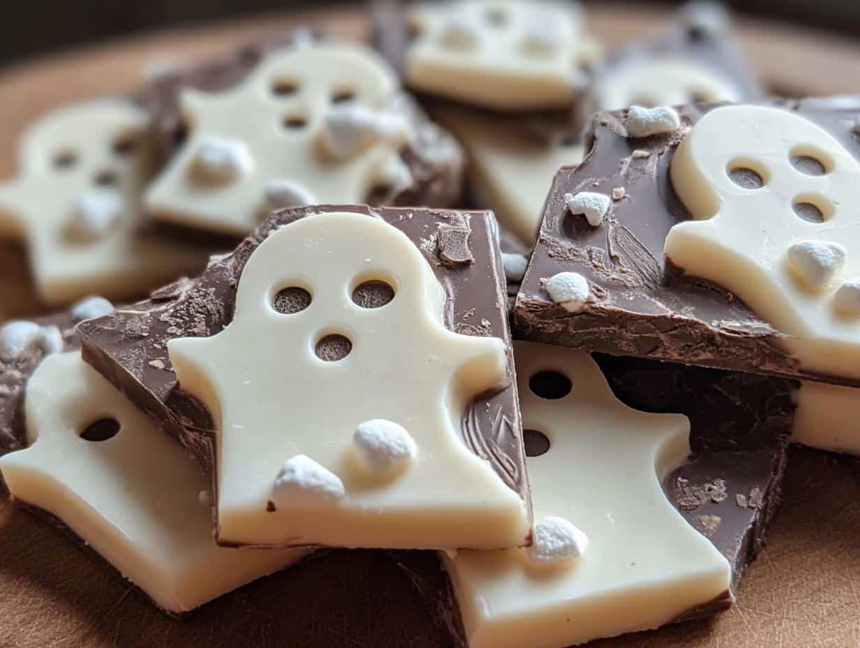 Ghost Chocolate Bark: Spooky Easy Delight - Ghost Chocolate Bark - additional detail