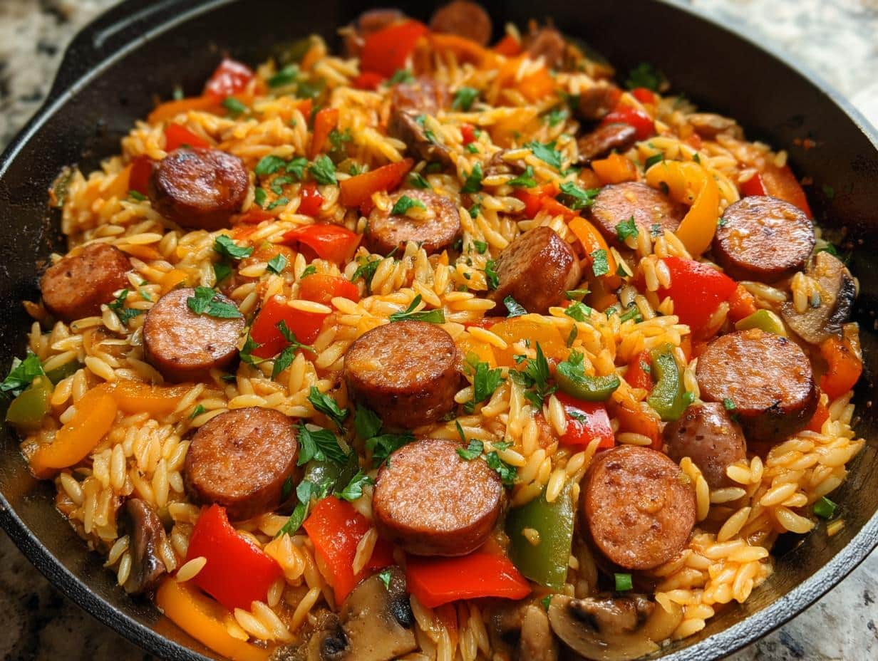 One Pan Orzo Sausage: 10 Min Miracle - One Pan Orzo Sausage - additional detail