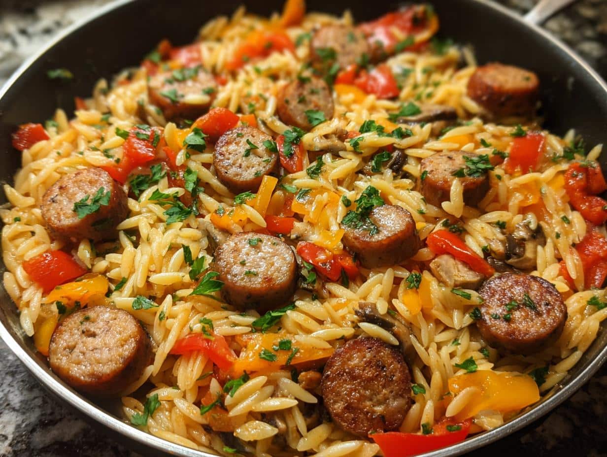 One Pan Orzo Sausage: 10 Min Miracle - One Pan Orzo Sausage - additional detail