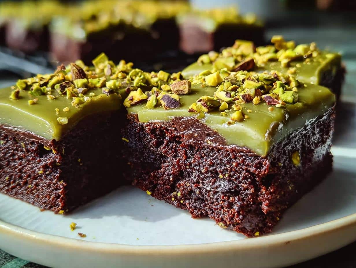Pistachio Brownies: Divine Nutty Bliss - Pistachio Brownies Pistachio Ganache - additional detail