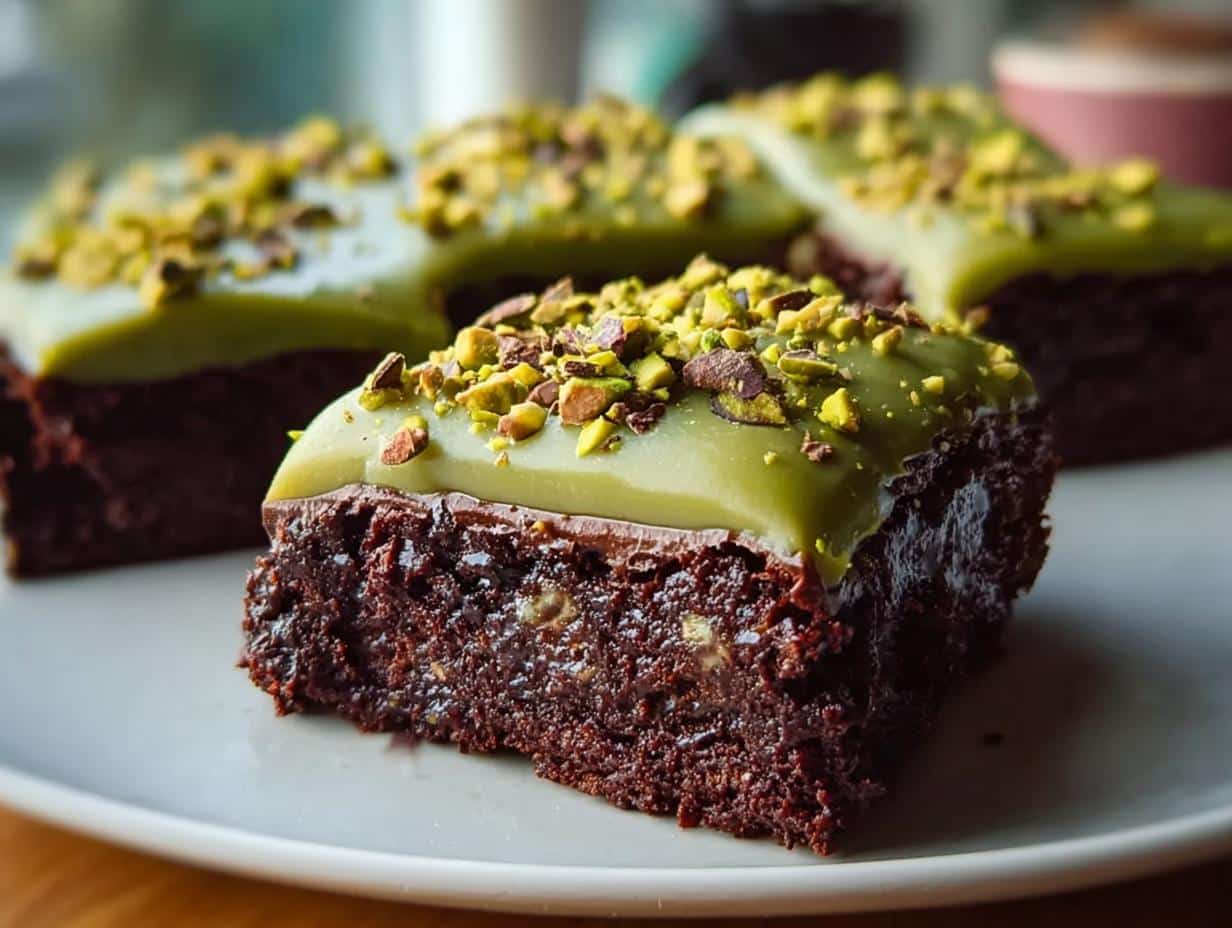 Pistachio Brownies: Divine Nutty Bliss - Pistachio Brownies Pistachio Ganache - additional detail