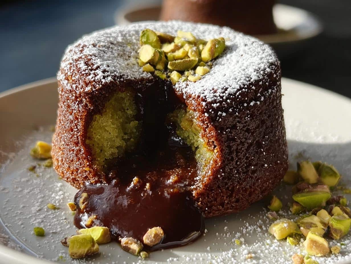 Pistachio Chocolate Lava Cakes