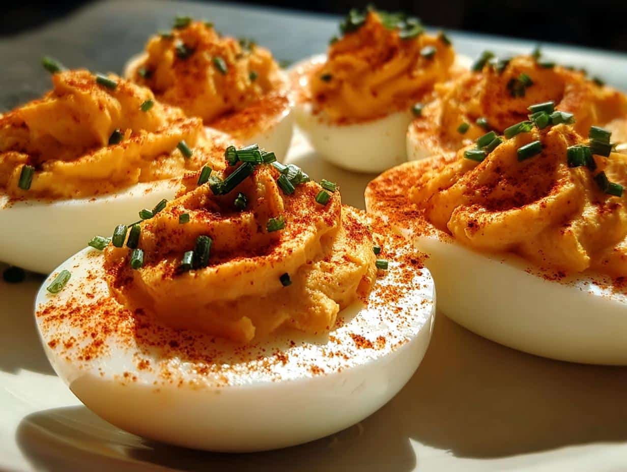 Pumpkin Deviled Eggs: Amazing Fall Flavor - Pumpkin Deviled Eggs - additional detail