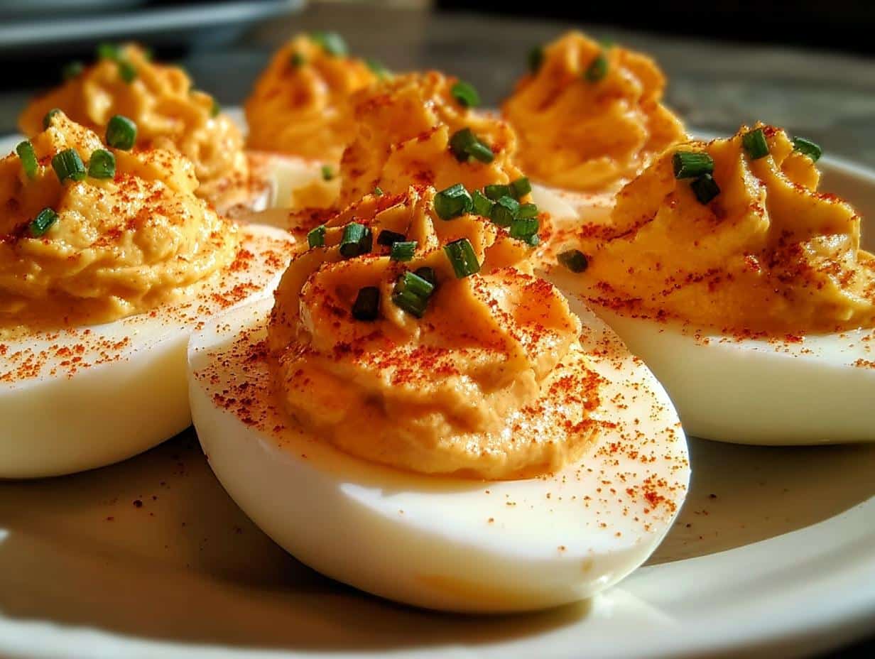 Pumpkin Deviled Eggs: Amazing Fall Flavor - Pumpkin Deviled Eggs - additional detail