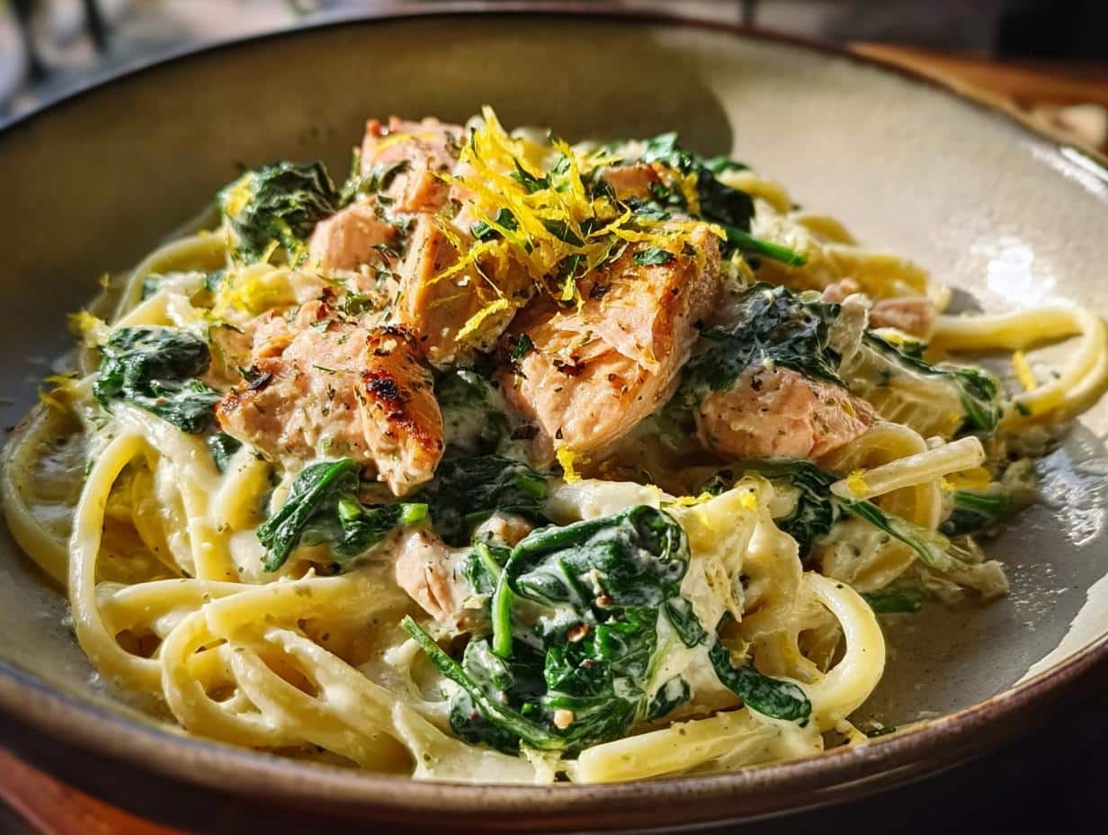 Flavorful Salmon Spinach Pasta in 30 Minutes - Salmon Spinach Pasta - additional detail