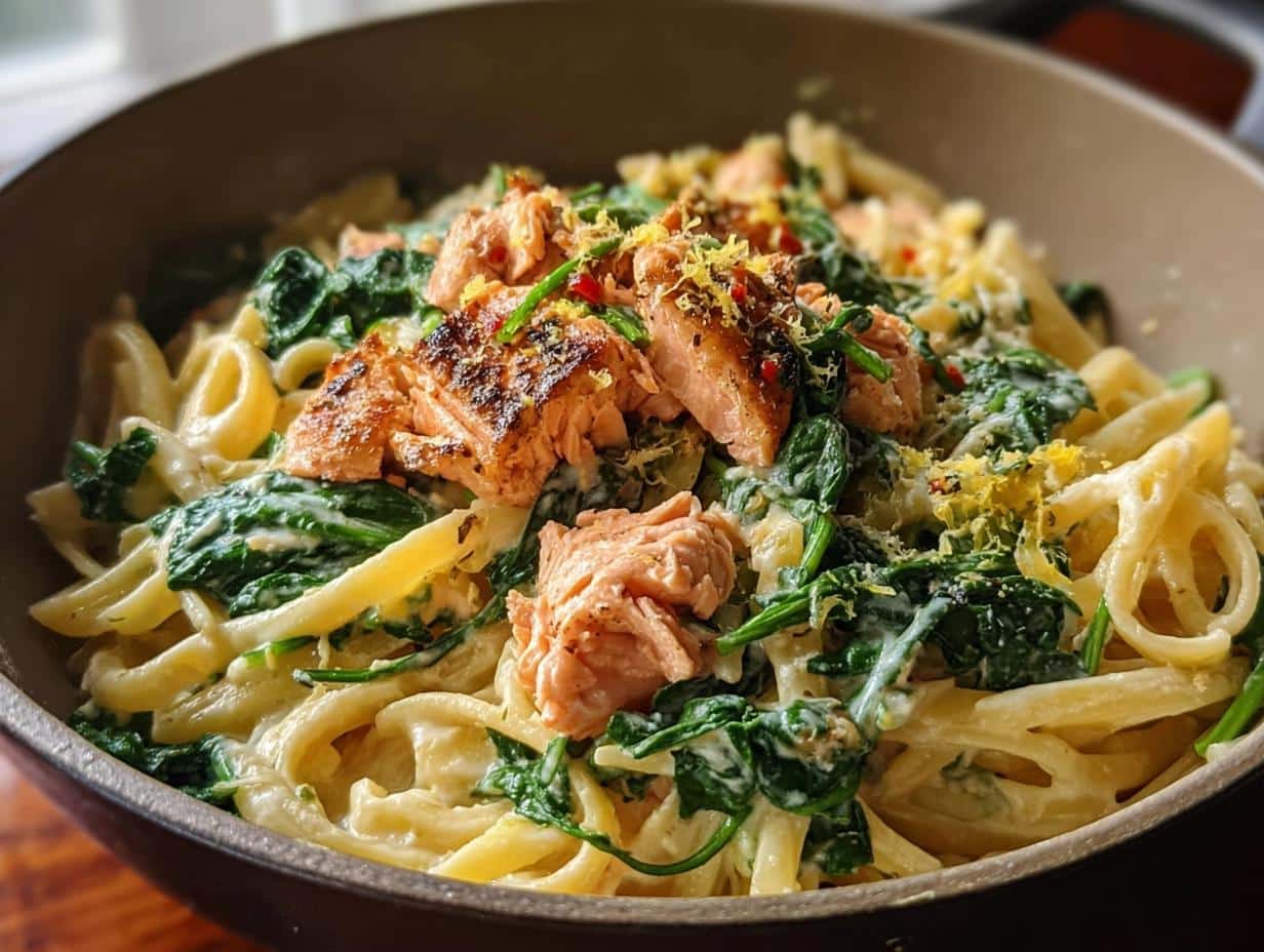 Flavorful Salmon Spinach Pasta in 30 Minutes - Salmon Spinach Pasta - additional detail