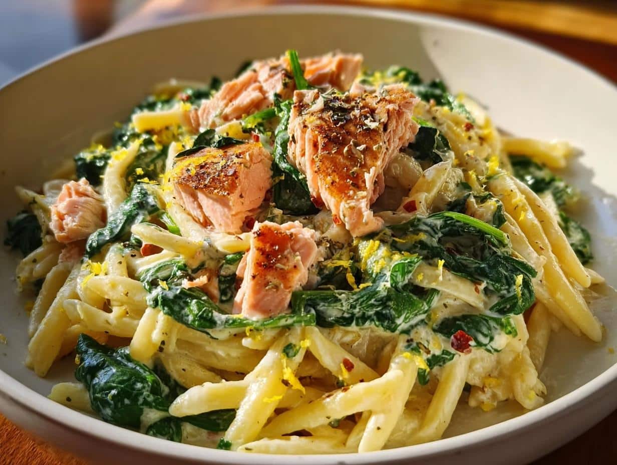 Salmon Spinach Pasta
