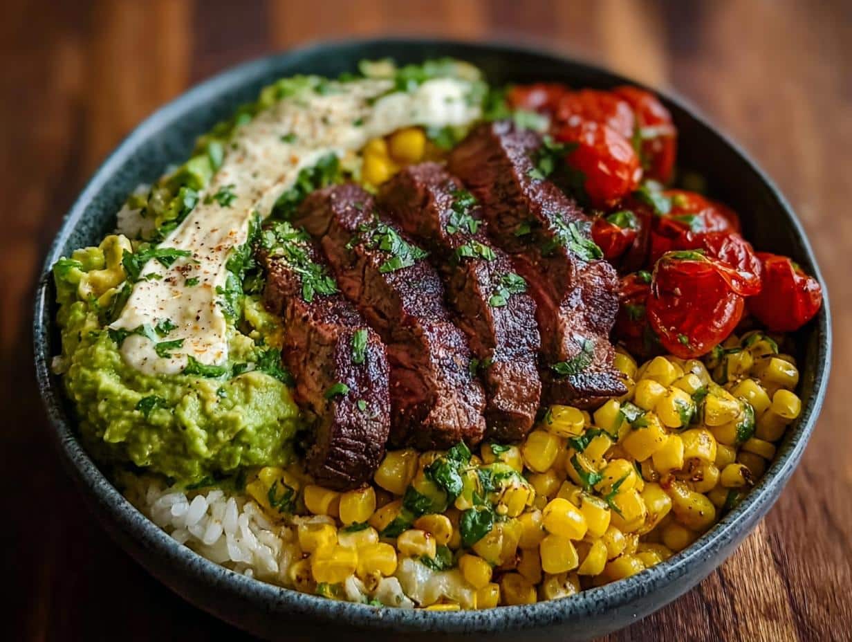 Steak Avocado Corn Bowl
