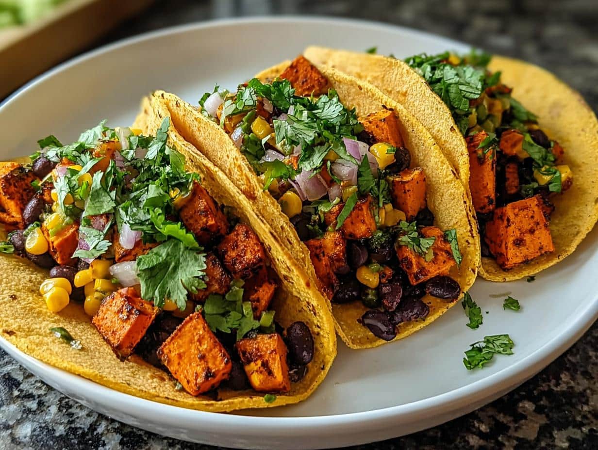 Amazing Sweet Potato Black Bean Tacos in 15 Minutes - Sweet Potato Black Bean - main visual representation
