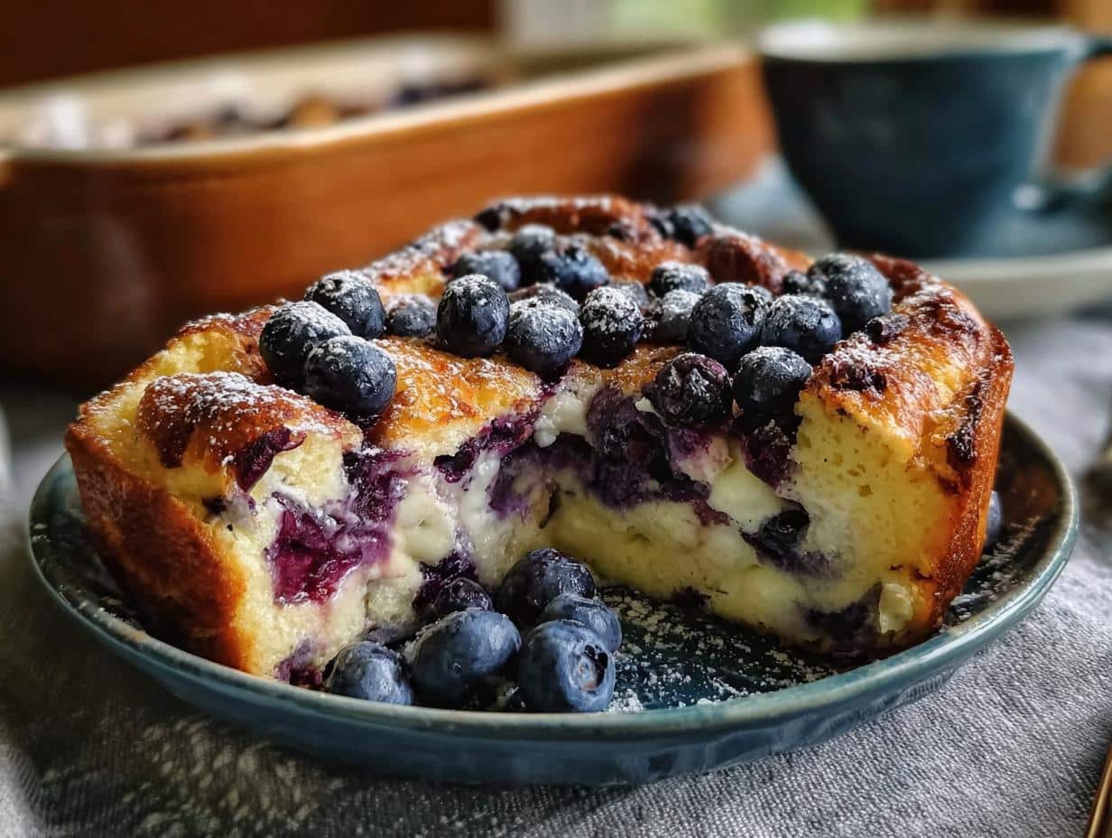 Blueberry Buttermilk Pancake Casserole: Amazing 1-Pan Bake - Blueberry Buttermilk Pancake Casserole - additional detail