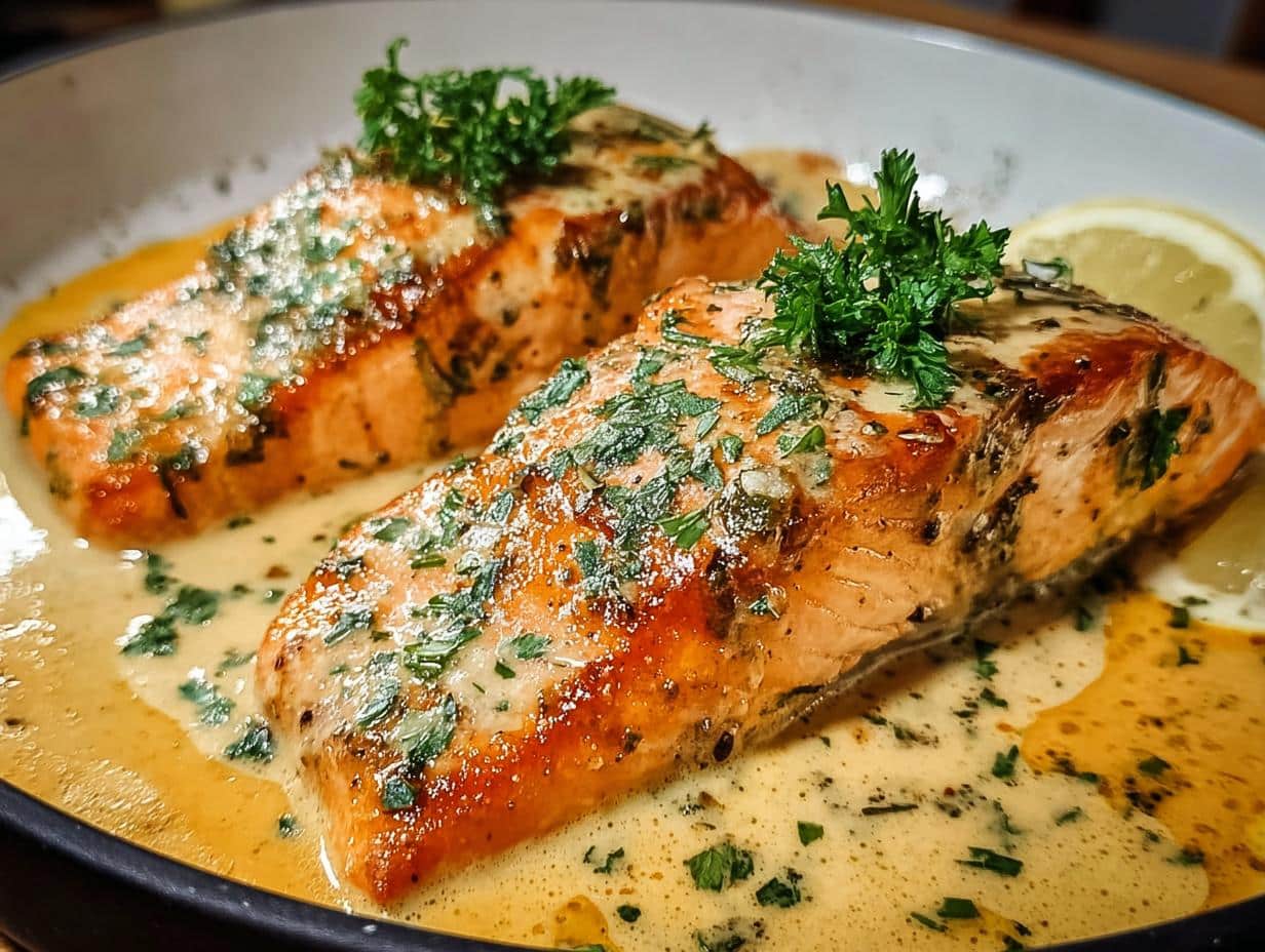 Divine Creamy Garlic Salmon in 20 Mins - Creamy Garlic Salmon - main visual representation