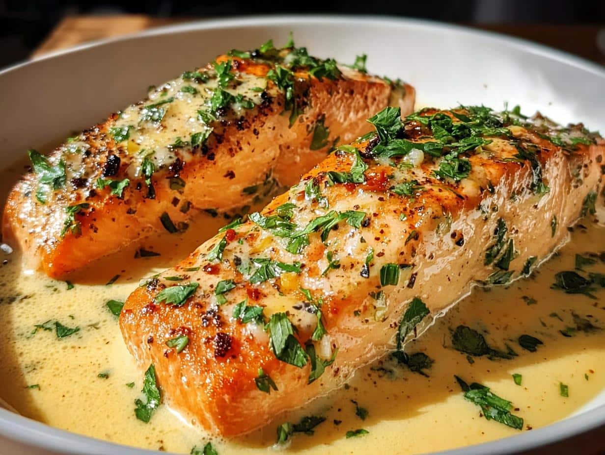 Divine Creamy Garlic Salmon in 20 Mins - Creamy Garlic Salmon - additional detail