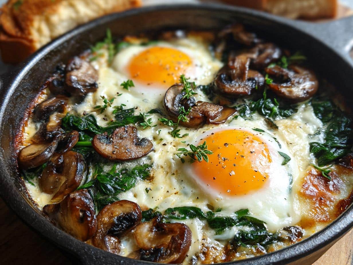 Mushroom Spinach Baked Eggs: 4 Tempting Bites - Mushroom Spinach Baked Eggs - additional detail