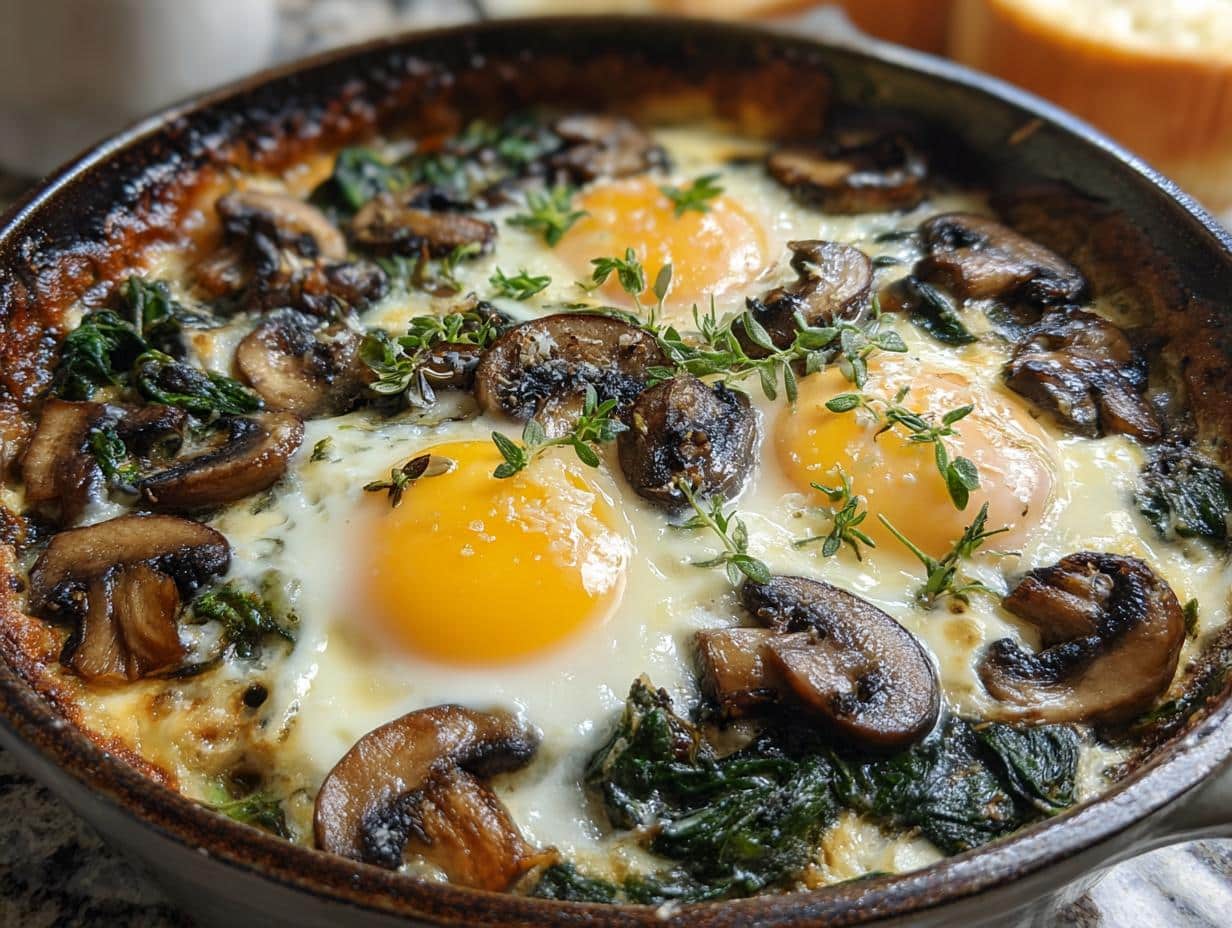 Mushroom Spinach Baked Eggs: 4 Tempting Bites - Mushroom Spinach Baked Eggs - additional detail