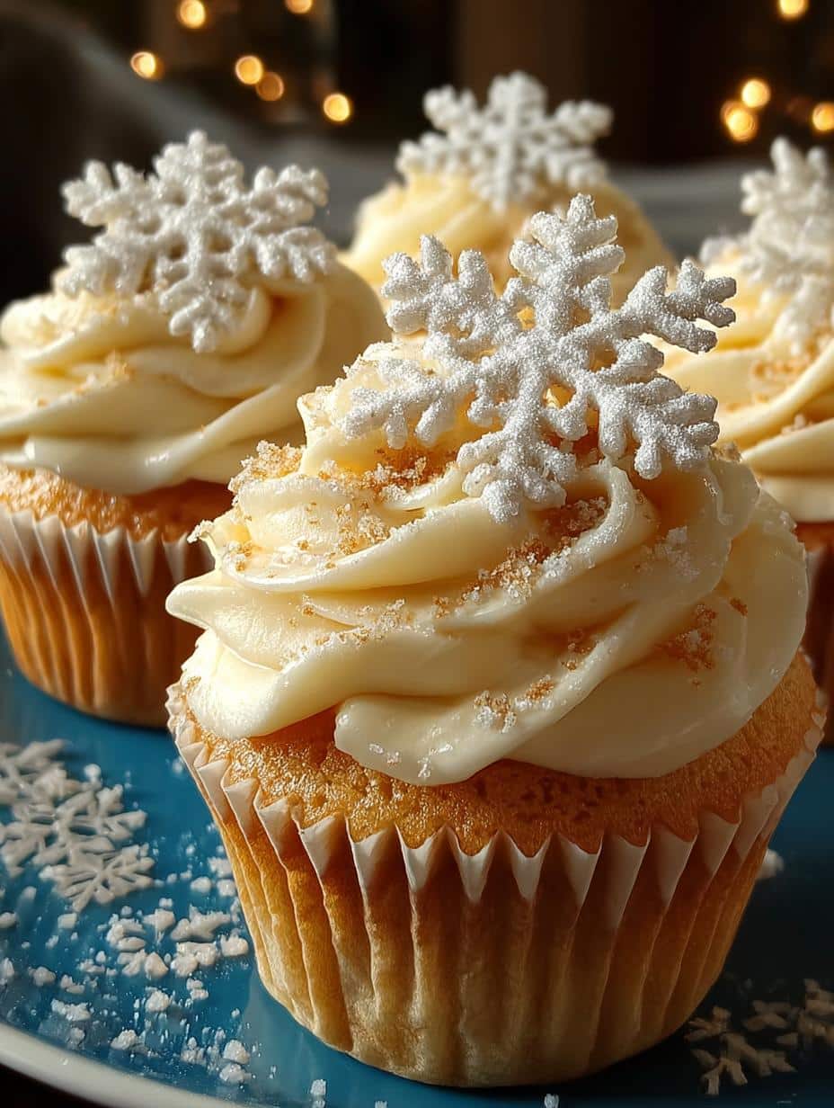 Irresistible Vanilla Snowflake Cupcakes