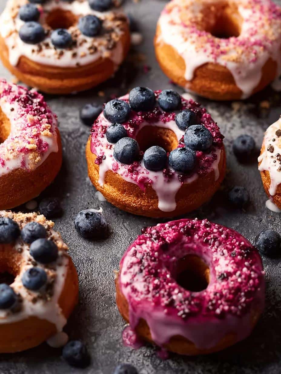 Delicious glazed Protein Donuts stacked on a white plate, ready to be enjoyed as a healthy treat