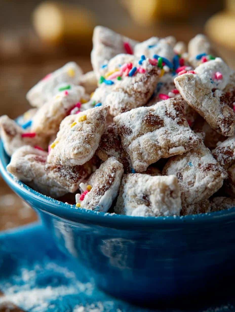 Delicious Cake Batter Puppy Chow Recipe for Sweet Treats - Cake Batter Puppy Chow - main visual representation
