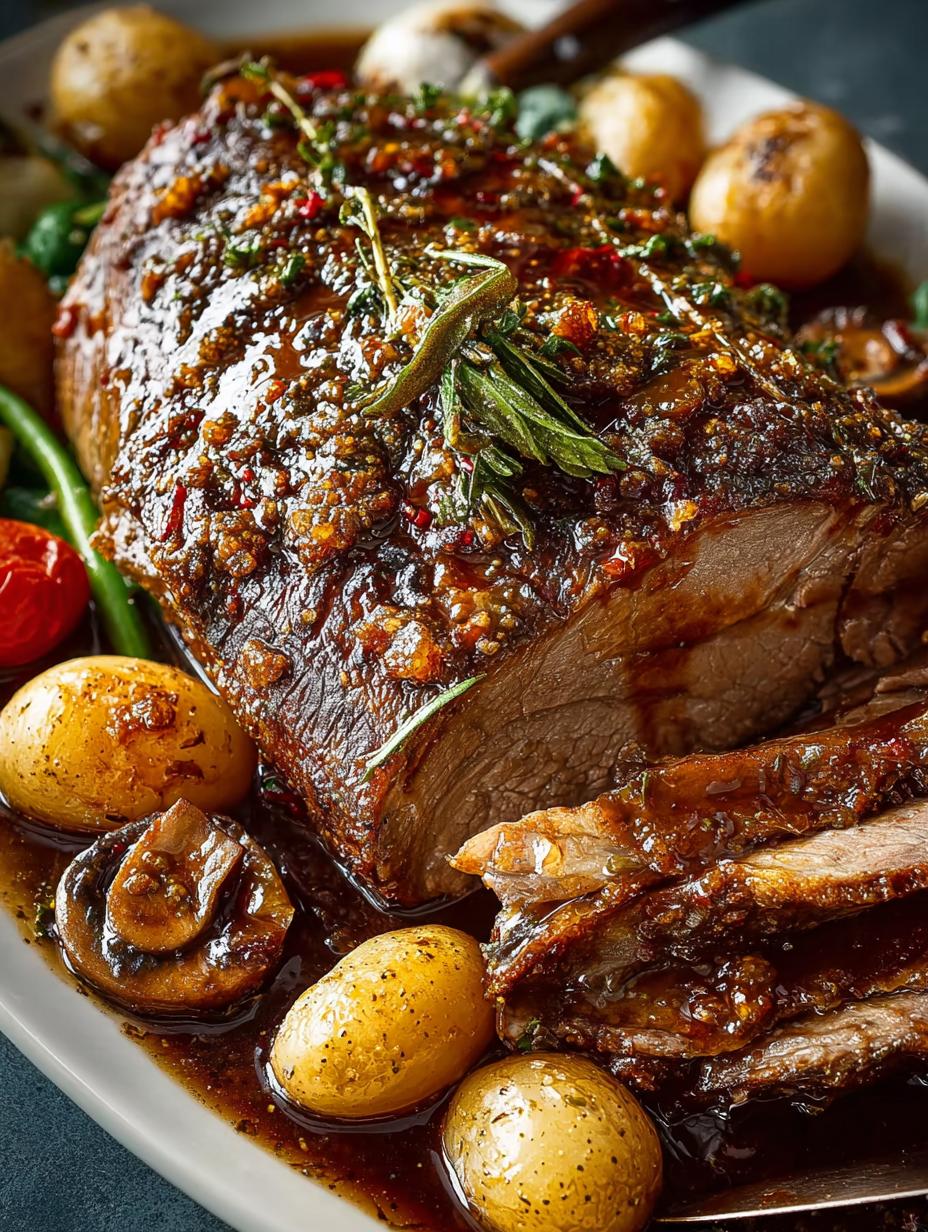 Citrus Mushroom Roast Lamb
