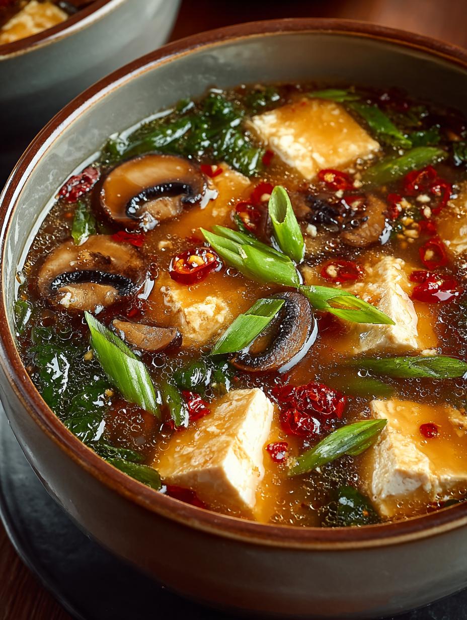 Delicious Hot Sour Mushroom Tofu Soup Recipe - Hot Sour Mushroom Tofu - additional detail