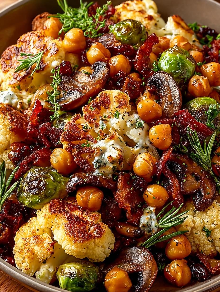 Roasted Cauliflower Chickpeas Mushrooms