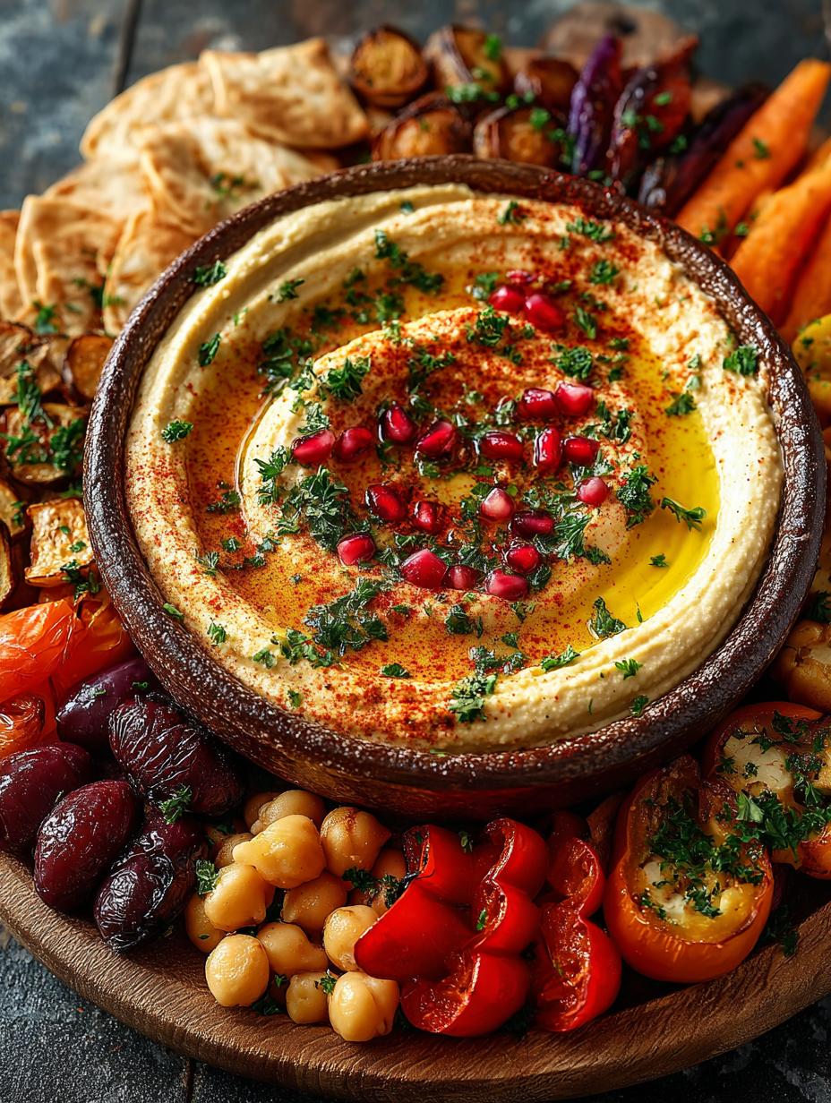 Delicious Roasted Vegetable Mushroom Hummus Bowl Recipe - Roasted Vegetable Mushroom Hummus - main visual representation