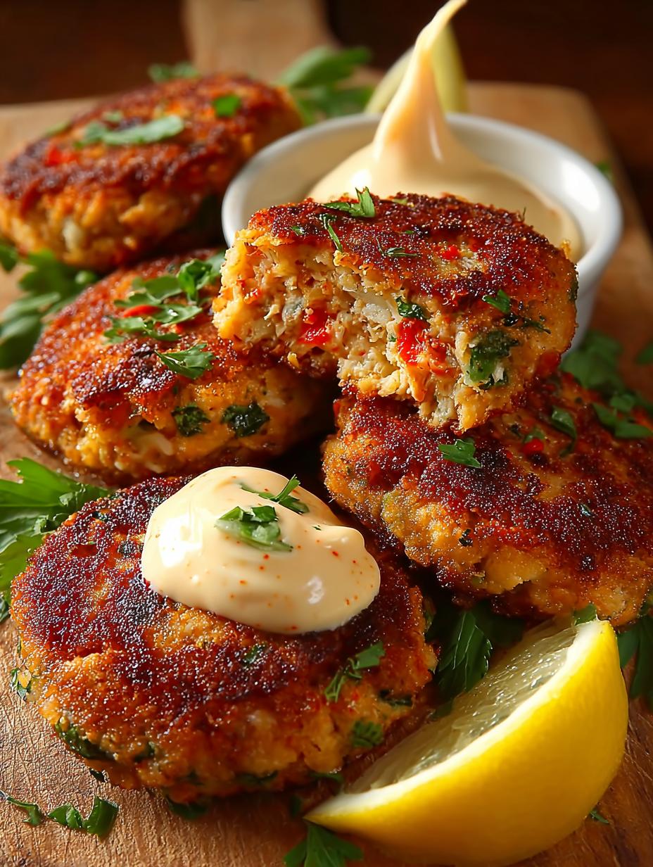 Crispy Salmon Cakes with Sriracha Lemon Aioli - Salmon Cakes with Sriracha - additional detail
