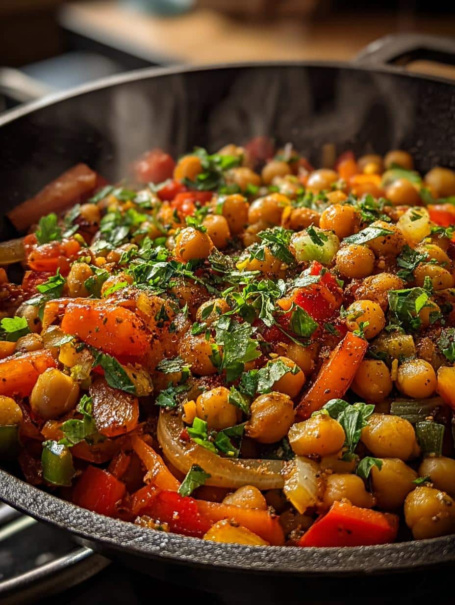 Easy Spicy Chickpea Veggie Skillet in 30 Minutes - Spicy Chickpea Veggie Skillet - main visual representation