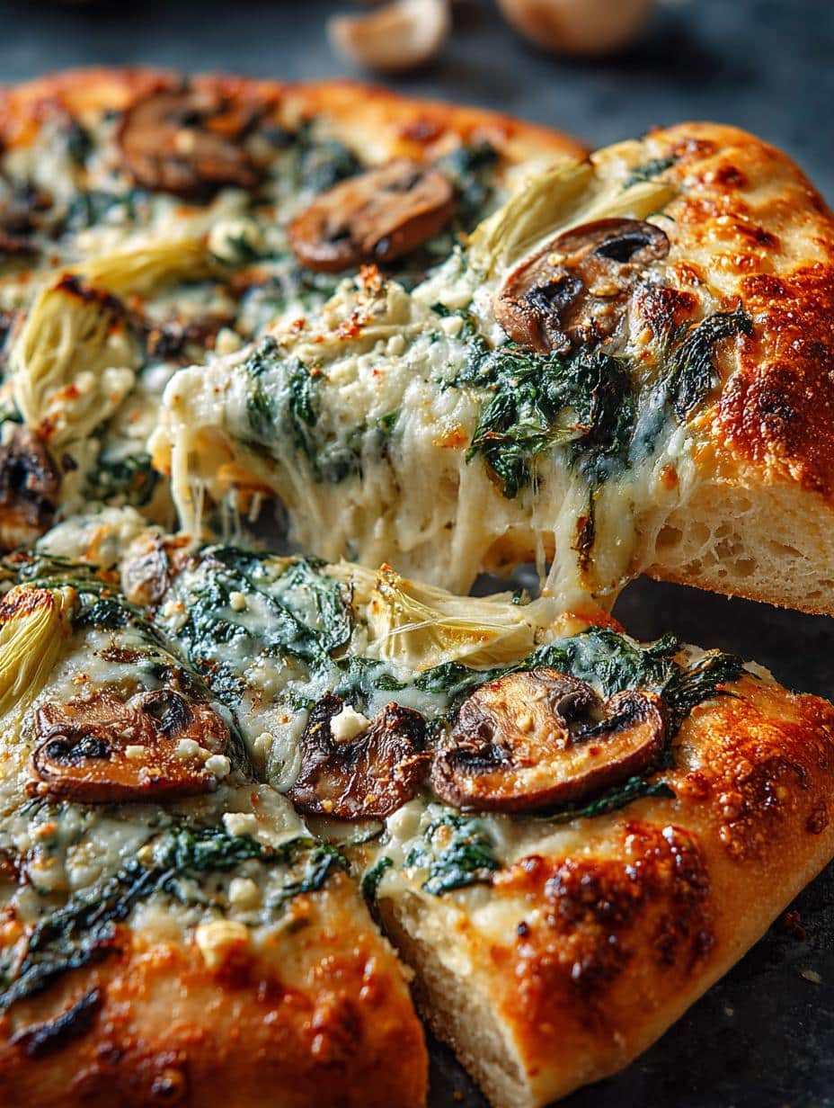 Spinach Artichoke Mushroom Pizza