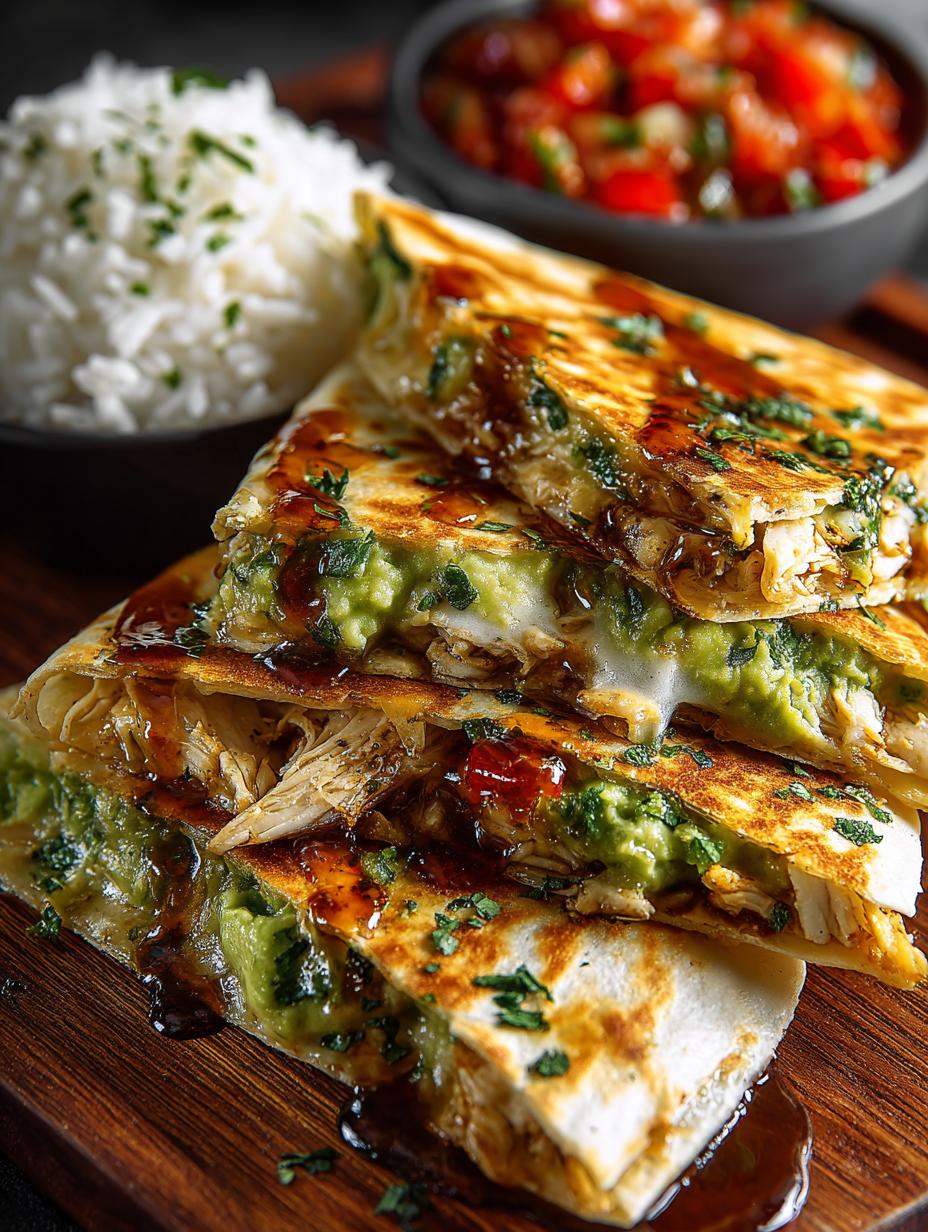 Chicken Pepper Avocado Quesadillas