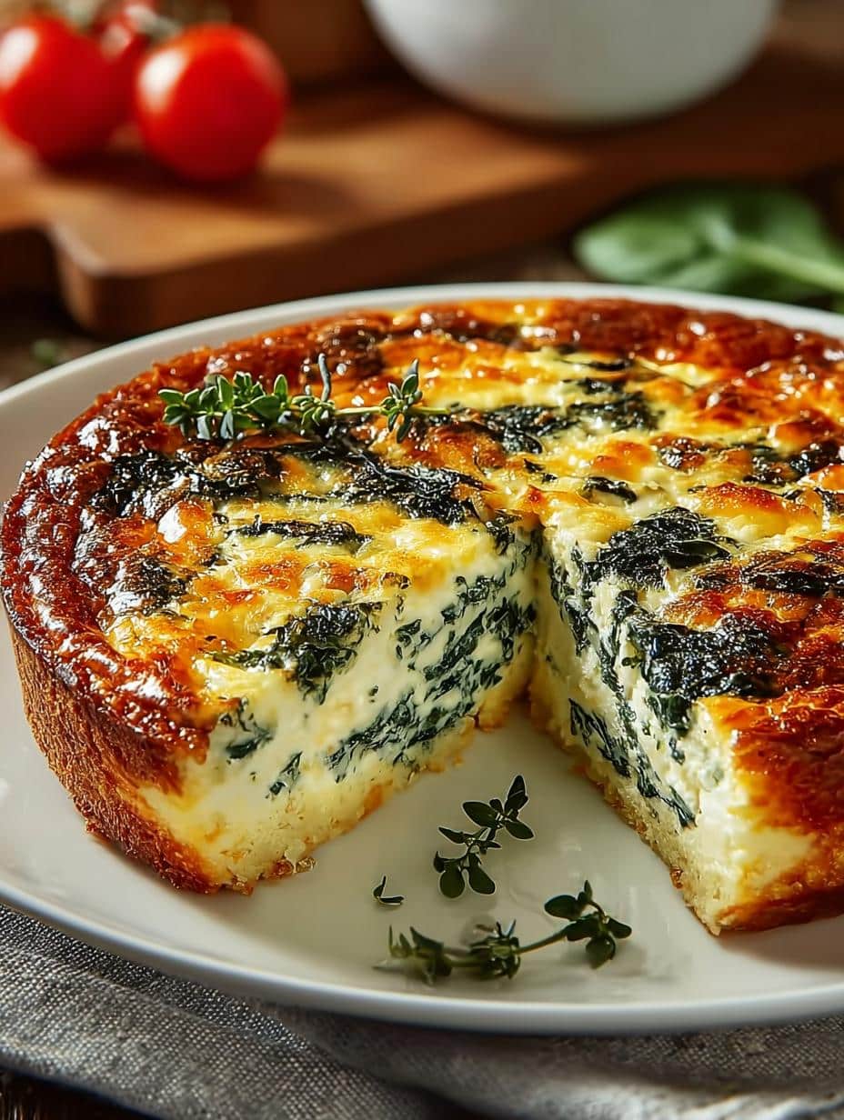Cottage Cheese Spinach Crustless