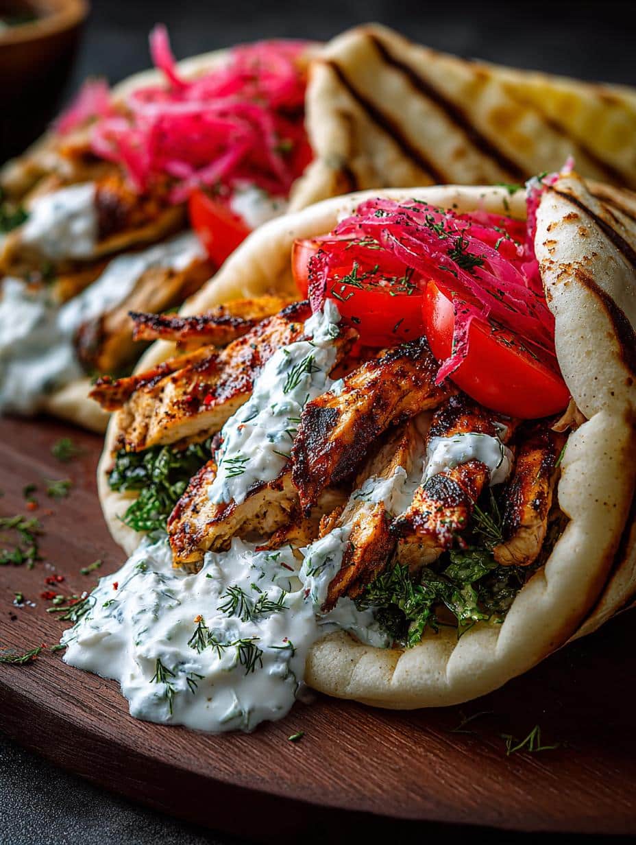 Creamy Tzatziki Chicken Gyros