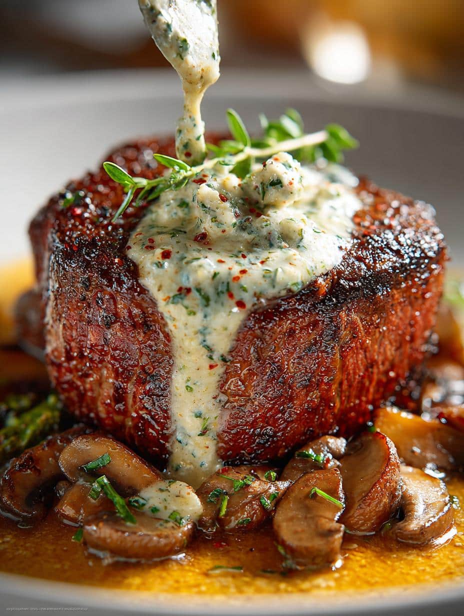 Filet Mignon with Creamy Mushroom Sauce: 5-Star Dinner - Filet Mignon with Creamy - main visual representation