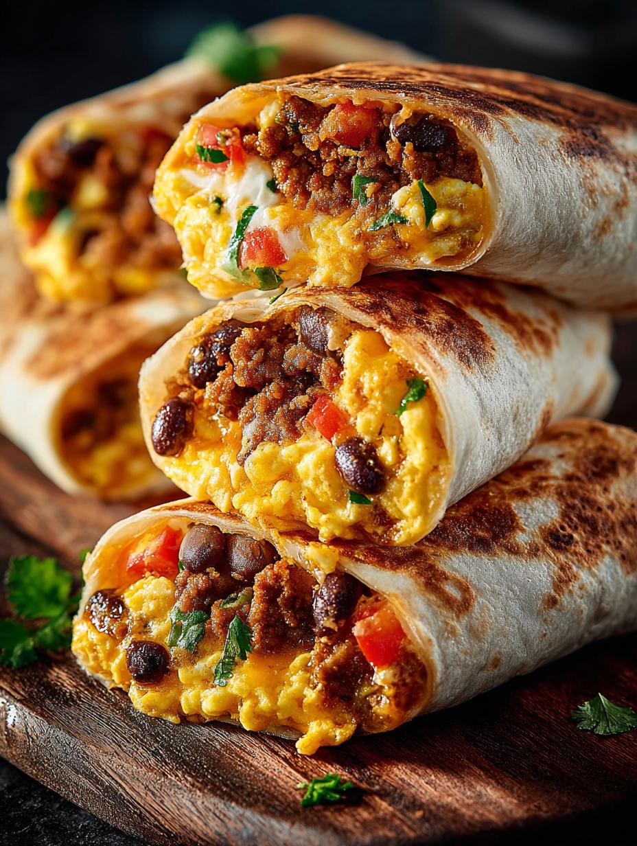 Loaded Cheesy Breakfast Burritos