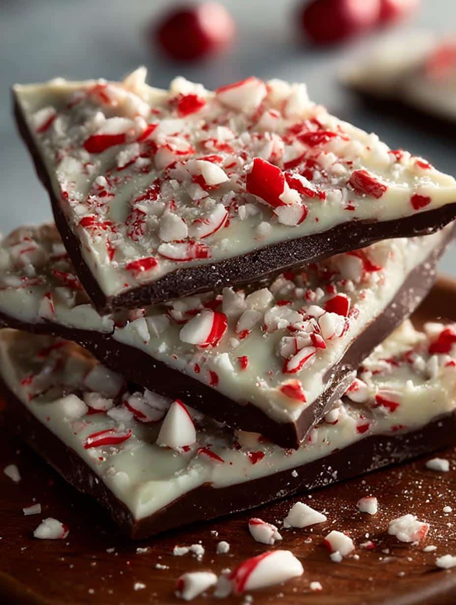 Irresistible Peppermint Bark fresh from the fridge ready to be served