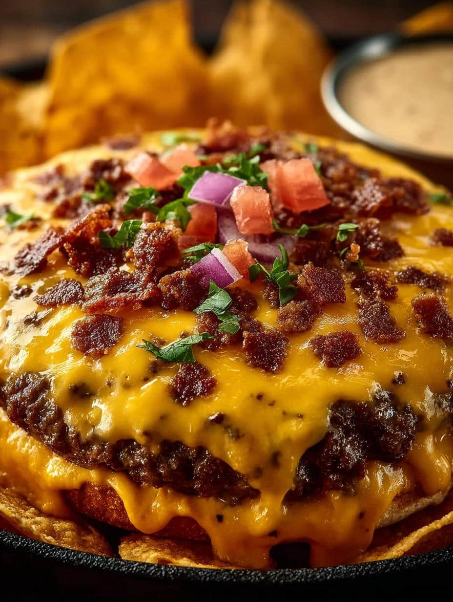 Sizzling Bacon Cheeseburger Queso Dip Everyone Loves - Sizzling Bacon Cheeseburger Queso - main visual representation