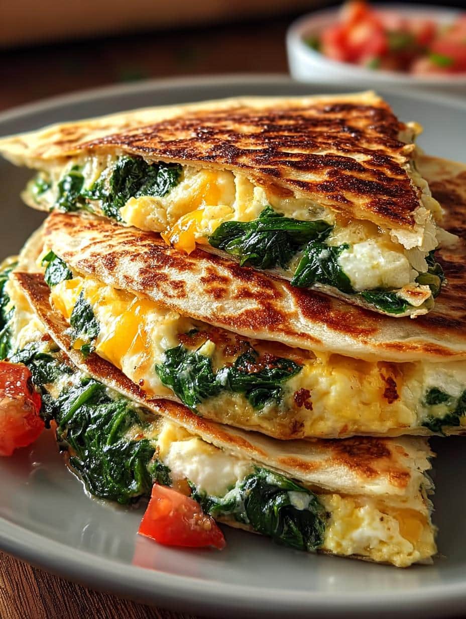 Cheese Spinach Breakfast Quesadilla