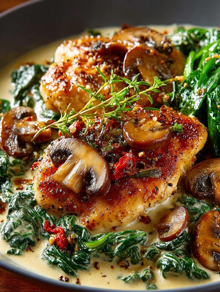 Creamy Mushroom Chicken Spinach: 5 Star Dinner Recipe - Creamy Mushroom Chicken Spinach - additional detail