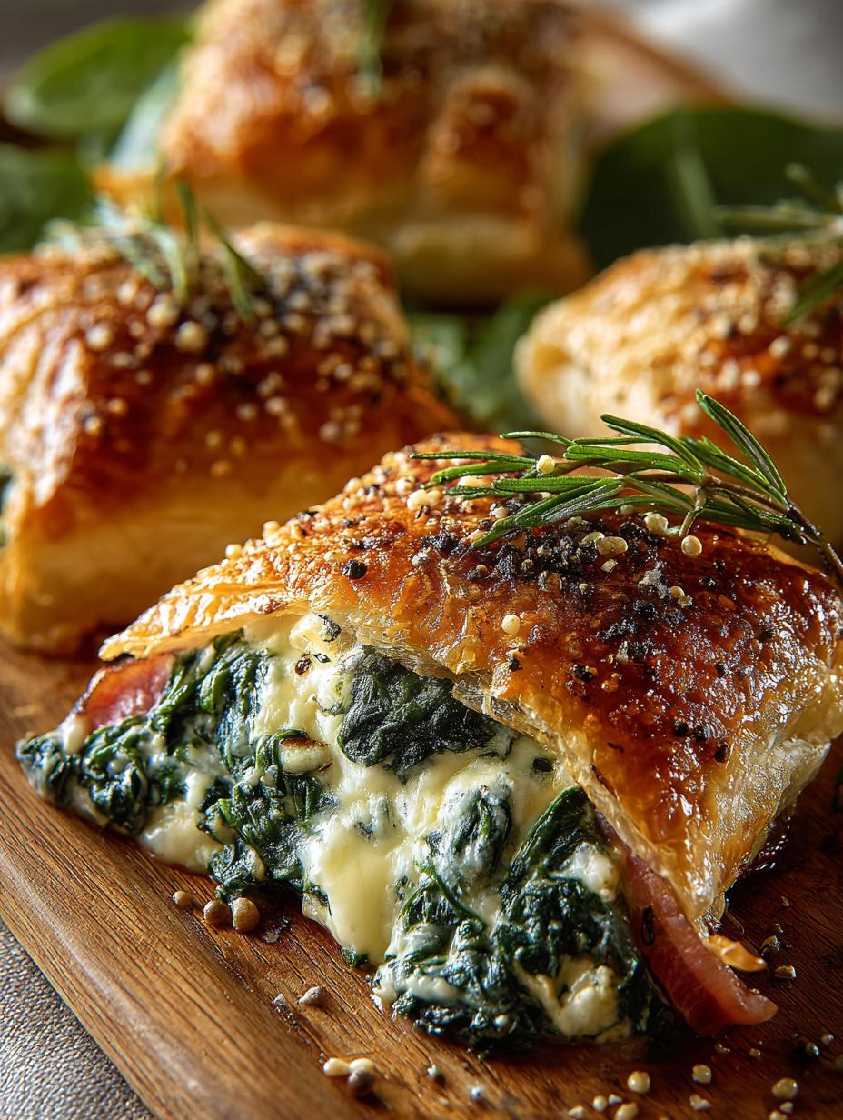 Honeyed Spinach Ham Cheese: 24 Tasty Puff Pastry Bites - Honeyed Spinach Ham Cheese - additional detail