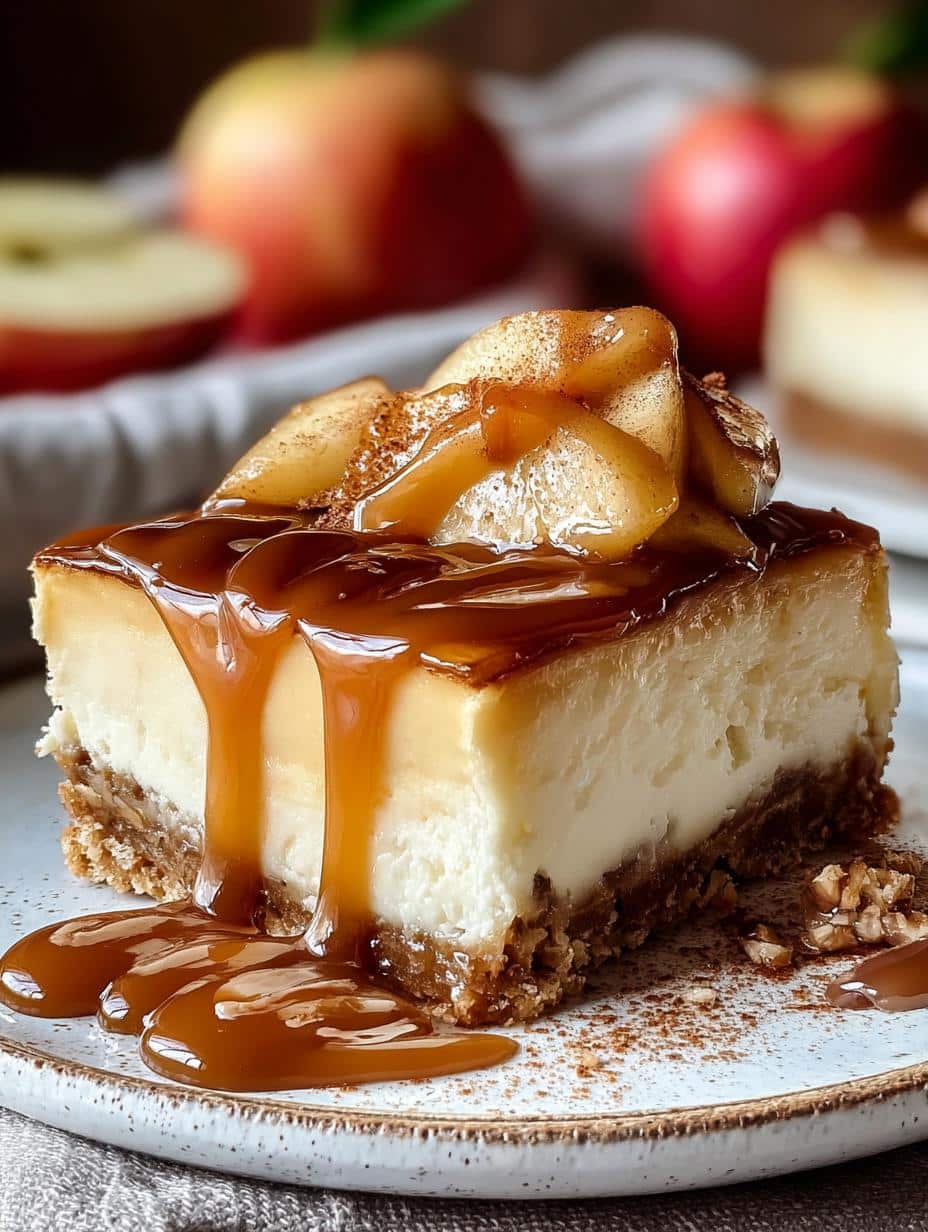 Irresistible Caramel Apple Cheesecake Bars to Delight You - Irresistible Caramel Apple Cheesecake - main visual representation