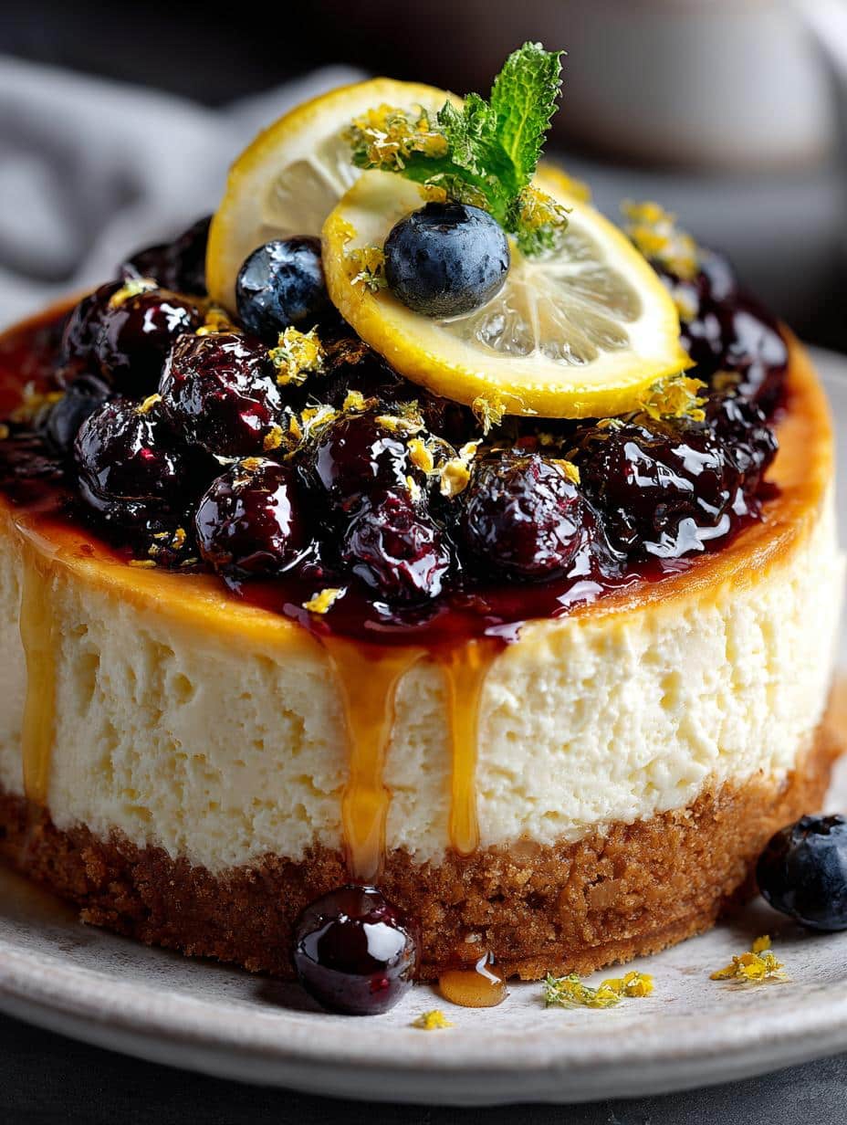Lemon Blueberry Ricotta Cheesecake