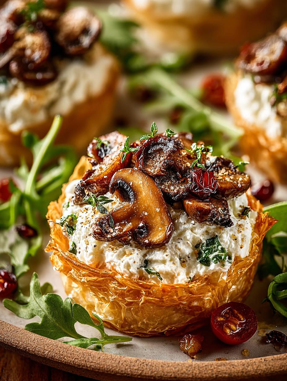 Delicious Lemon Mushroom Goat Cheese Phyllo Bites - Lemon Mushroom Goat Cheese - main visual representation